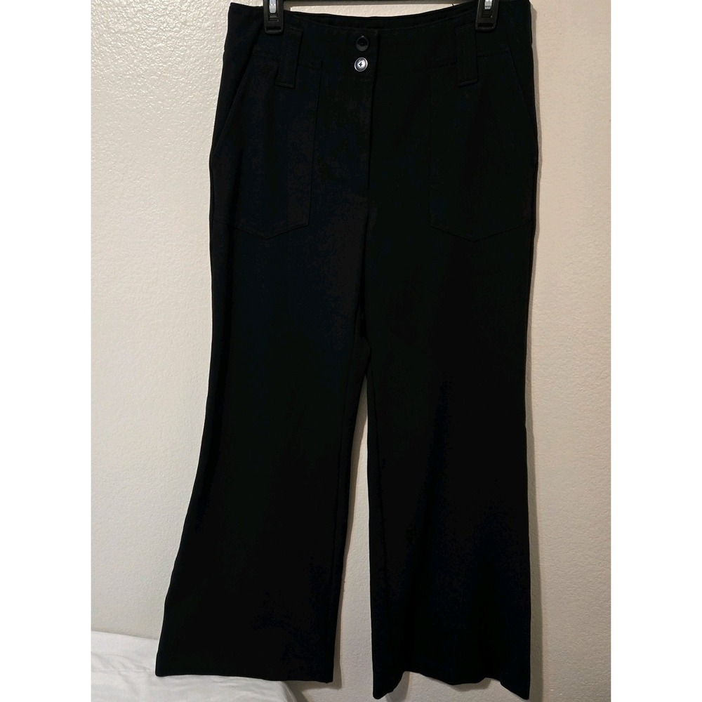 Maeve By Anthropologie Black Wide-Leg Trousers with Button Closure Stretch Sz 10